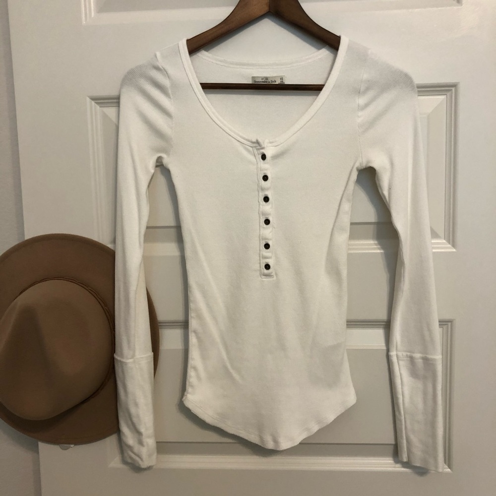 Abercrombie & Fitch White Henley